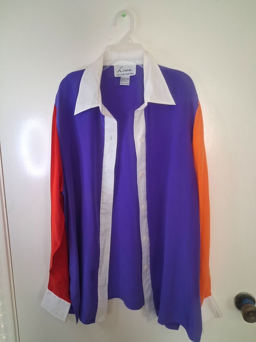 Colorblock Purple Men's Button-Up Shirt
